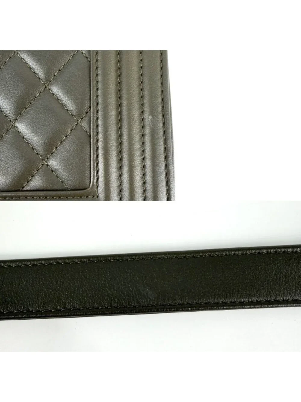 Chanel Shoulder Bag Quilted Boy 20 CC Logo Bag Crossbody Boy Lambskin Khaki